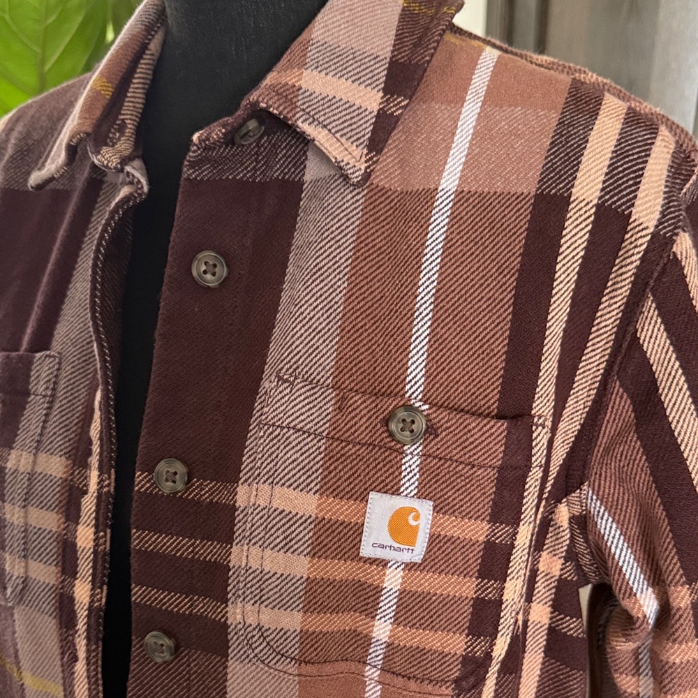 Carhartt Women’s Twill Loose Fit Plaid Shirt Jacket - Blackberry - Picture 2 of 10